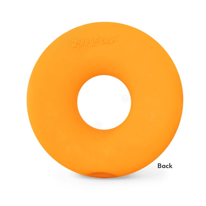 ZippyPaws Latex Donutz - Dog Chew Toy, Durable Latex Rubber Chew Ring Toy, Puppy Teething Toys, Tough & Squeaky Toys for Small & Medium Dogs, Flexible Latex Material - Chocolate & Strawberry, 2 Pack - Image 4
